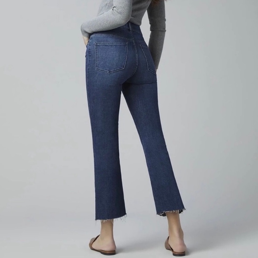 New DL1961 BRIDGET Boot High Rise Instaschulpt CROP Raw Hem Jeans in Eco 28
